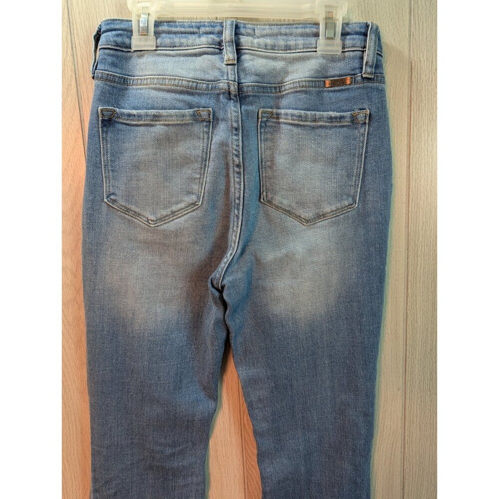 KanCan Flare Jeans Womens 6/25 Light Blue Distressed Fray Hem High Rise Western - Picture 5 of 11